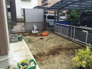 ガーデンルームの基礎工事